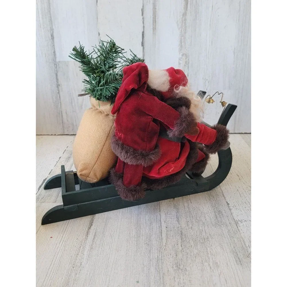 Santa‎ Claus joyride sled bell gift AS IS figured decor home sledding